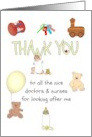 Thank You Medical Staff Pediatric Medicine Baby Building Greeting card