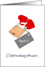 Save the Date for a Wedding, Two Red Hearts Locked Together Custom card