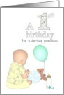 Grandson 1st Birthday Baby Playing with Toys card