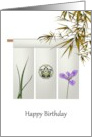 Birthday Noren Divider Purple Iris and Bamboo Foliage card