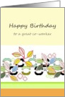 Birthday for Co Worker Colorful Foliage And Geometric Patterns card