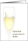 Goodbye Good Luck Move to Dubai Skyline in Wine Glass card