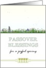 Passover Bunny Looking Up Over a Pretty Flower Bed card
