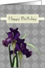 Birthday for Decorator Lovely Irises on Grey Geometric Design card