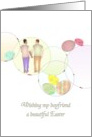 Easter for Gay Boyfriend Interracial Couple Colorful Frames and Eggs card