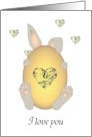 Easter for Lesbian Girlfriend Cute Bunny Holding Egg card