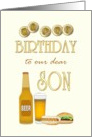 Birthday from Parents to Son Chilled Beer Hotdog and Hamburger card