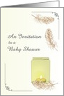 Baby Shower Invitation, Warm Glow from Candle Feathers Drifting Down card