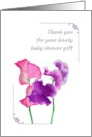 Thank You for Baby Shower Gift Sweet Pea Flowers card