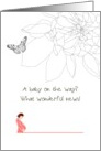 Expecting a Baby Dahlia and Butterfly Lady Holding her Tummy card