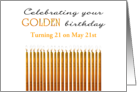 Golden Birthday Turning 21 on the 21st Custom Month card