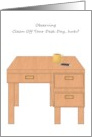 Clean Off Your Desk Day Clean Desk with Cellphone and Cup of Coffee card