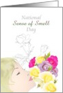 National Sense Of Smell Day Lady And Flowers card