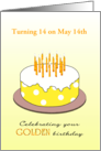 Golden Birthday Turning 14 on the 14th Custom Month card