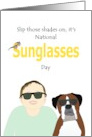 National Sunglasses Day Boy and Dog Wearing Sunglasses card