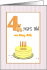 Golden Birthday 4 Years Old on the 4th Custom Month card