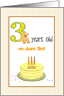 Golden Birthday 3 Years Old on the 3rd Custom Month card