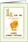 Golden Birthday 1 Year Old on the 1st Custom Month card