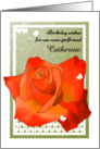 Birthday for Son’s Girlfriend Orange Rose and Butterflies Custom card