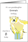 Young Granddaughter’s Birthday Cute Polar Bear and Present Custom card