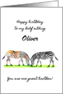 Half Brother’s Birthday Two Different Colored Zebras Grazing card