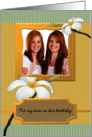 Birthday for Twin Sister Frangipani Blooms Photocard card