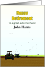 Retirement for Auto Mechanic Farm Tractors in Fields Custom card