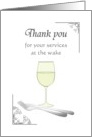Thank You Food Providers at Wake Glass of Wine and Cutlery card