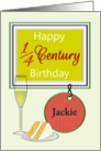 Quarter Century Birthday Custom Name Champagne and Cake card