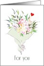 Beautiful Bouquet of Flowers with Red Heart Birthday card