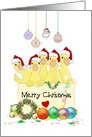 Five Cute Ducklings Holding Board which reads Merry Christmas card