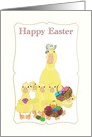 Mommy Duck and Ducklings with Baskets of Easter Eggs card