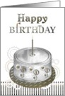 Metallic Cake with Cogwheel Decorations Steampunk Birthday card