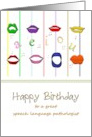 Birthday for Speech Language Pathologist Colorful Lips and Vowels card