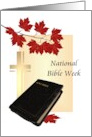 National Bible Week Bible Cross And Fall Foliage card