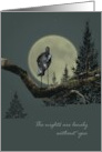 Missing Deployed Spouse Stork Standing on Branch Looking at Moon card