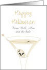 Halloween Sugar Spider Floating in Martini Bats Olive Custom card