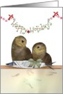 Sea Lions with Wrapped Fish Present Happy Holidays card