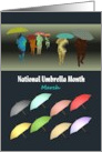 National Umbrella Month People Carrying Colorful Umbrellas card