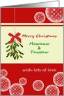 Christmas for Mawmaw and Pawpaw, Glass Baubles and Mistletoe card