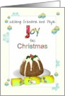 Christmas for Grandma and Papa Plum Pudding and Cracker card