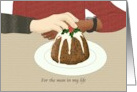 Interracial Couple Clasping Hands Christmas Plum Pudding card