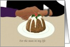 Gay Couple Clasping Hands Christmas for Husband Plum Pudding card