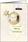 Christmas For Sheriff Image Of Sheriff And His Car On A Bauble card