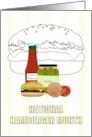 National Hamburger Month Pickles Ketchup Onions Tomato Burger card
