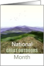 National Great Outdoors Month Rolling Hills and Birds in Flight card