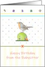 Birthday from Babysitter Bird Perched on Top of Apple card