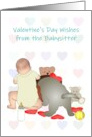 Valentine’s Day Wishes from Babysitter Baby and Puppy Playing card