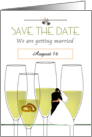 Wedding Save the Date Bride and Groom Wedding Rings Champagne card
