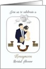 Honeymoon Bridal Shower Old Fashion Suitcase Handle and Lock card